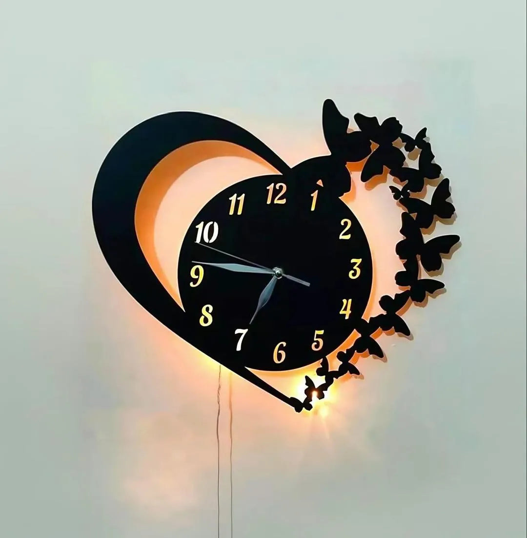 Heart and Butterfly Wall Clock