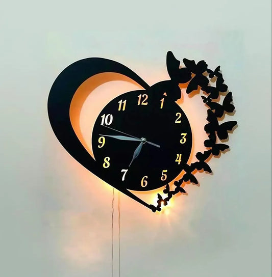 Heart and Butterfly Wall Clock