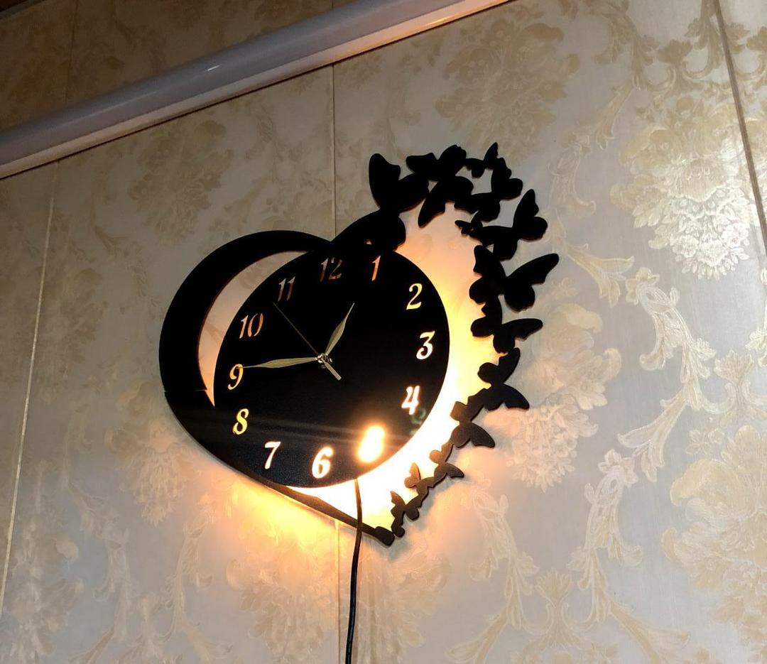 Heart and Butterfly Wall Clock