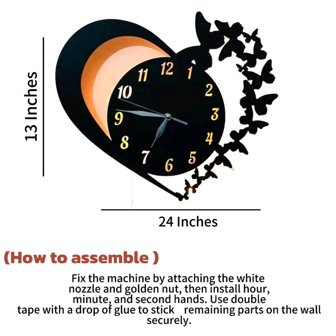 Heart and Butterfly Wall Clock