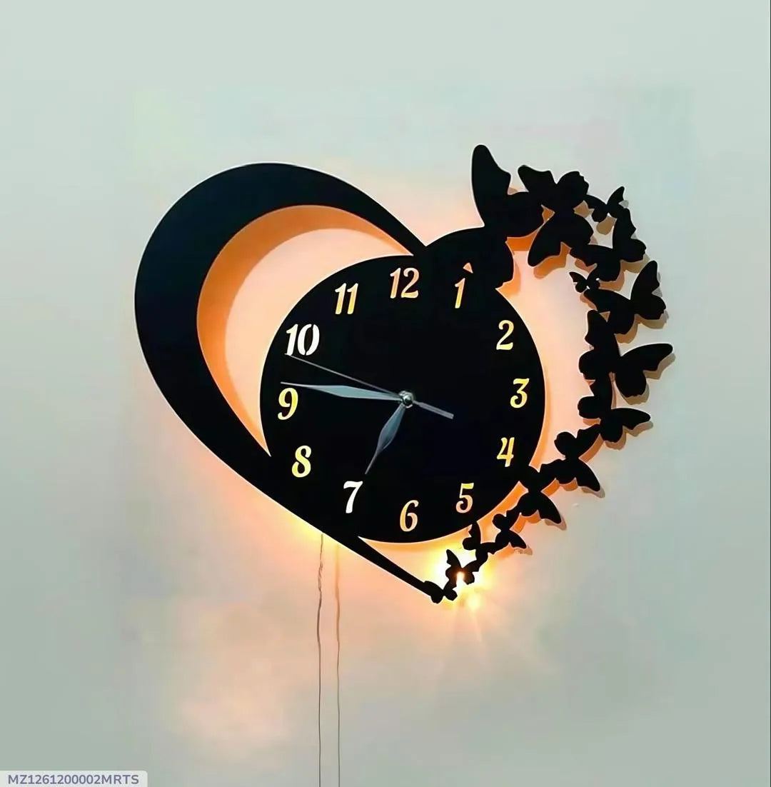 Heart and Butterfly Wall Clock