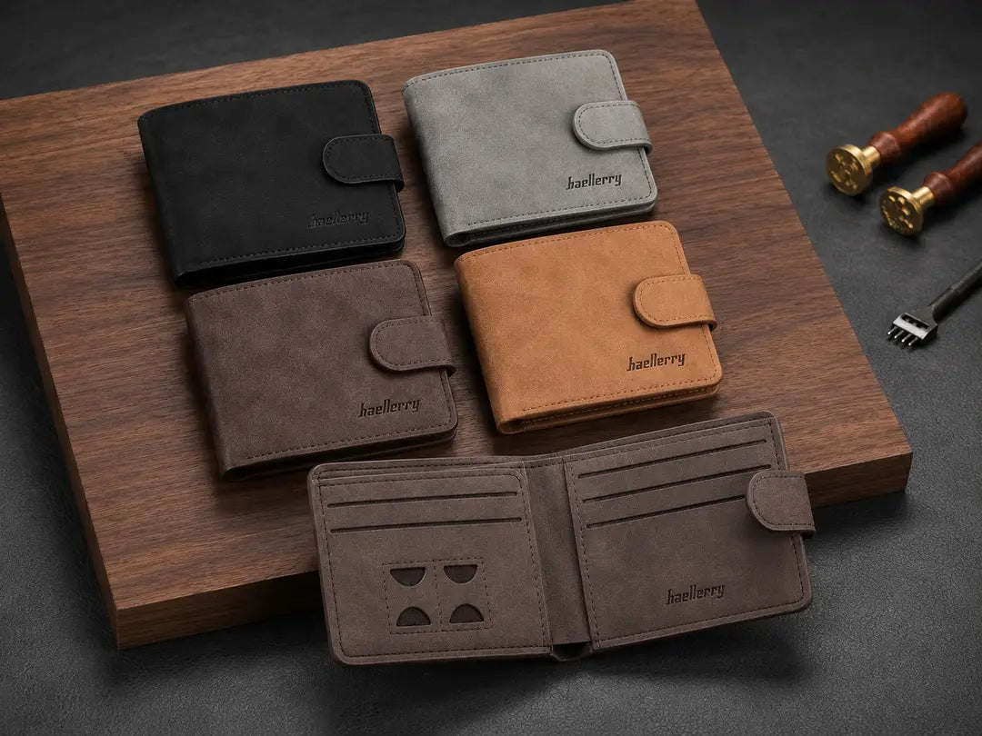 Premium Men's Bifold Wallet with Snap Clouser