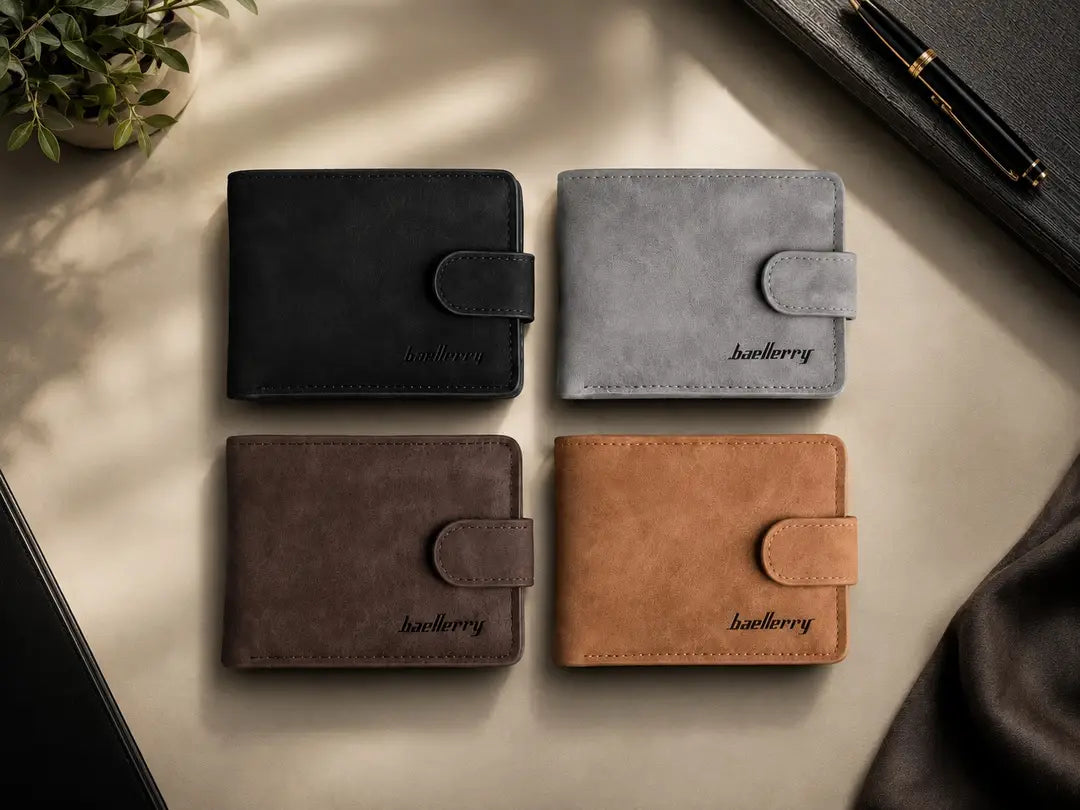 Premium Men's Bifold Wallet with Snap Clouser
