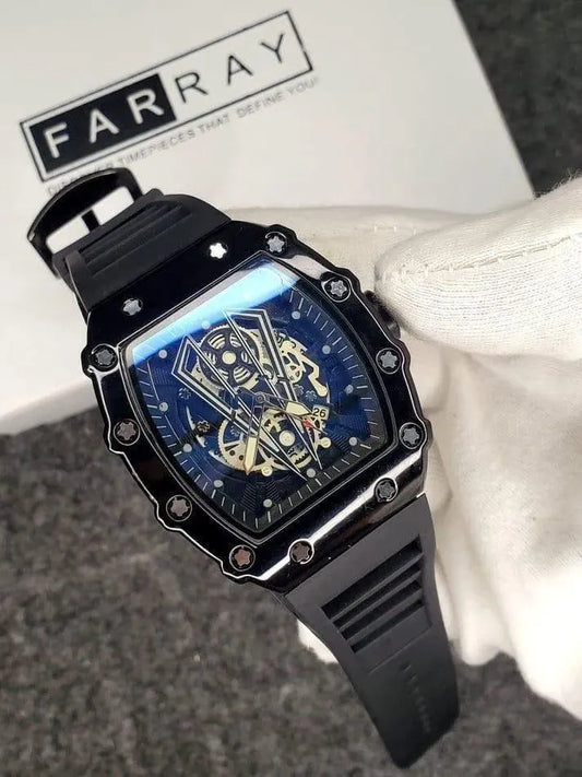 Black Skeleton Chronograph Watch