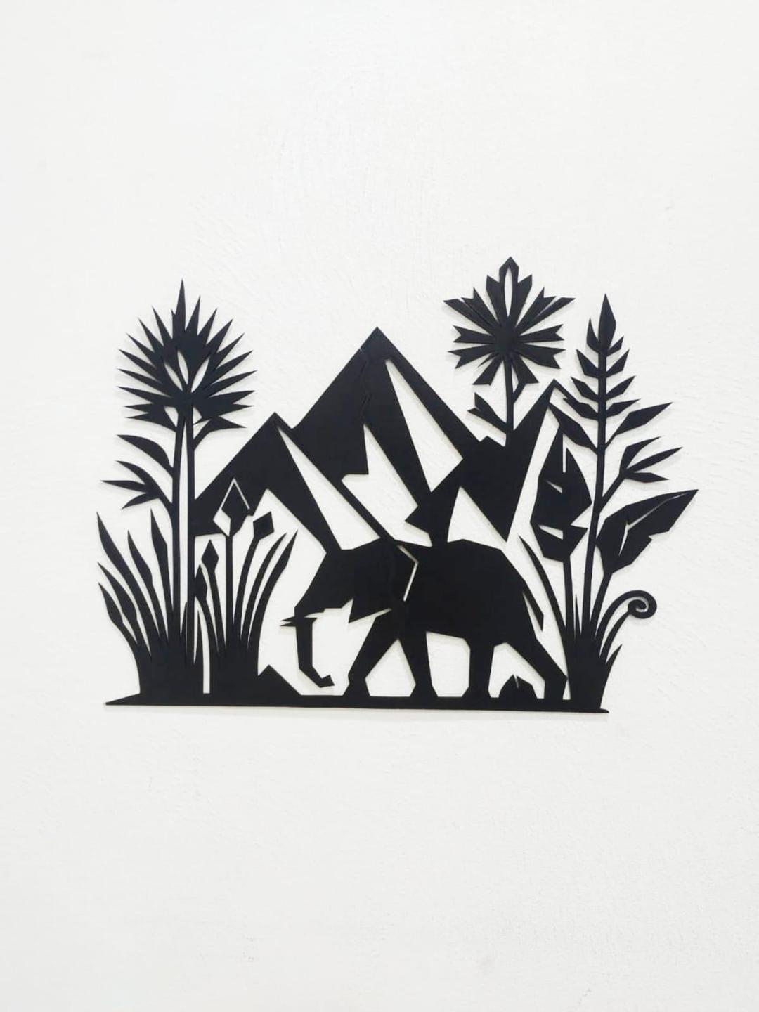 Forest Wooden Wall Art "Mountain And Elephant"
