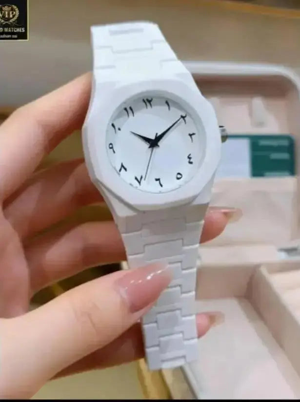 Men's White Arabic Aura Watch