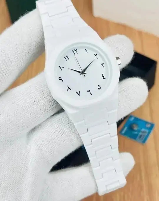 Men's White Arabic Aura Watch
