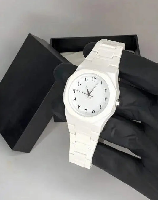 Men's White Arabic Aura Watch