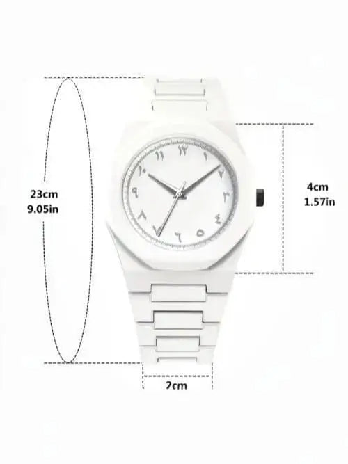 Men's White Arabic Aura Watch