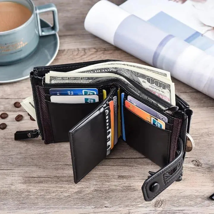 Premium Men's Zipper Bifold Wallet