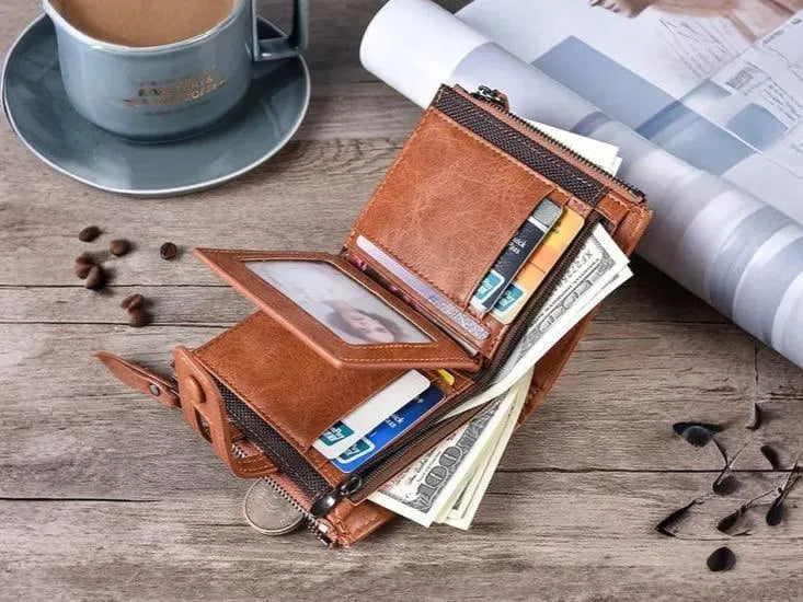 Premium Men's Zipper Bifold Wallet