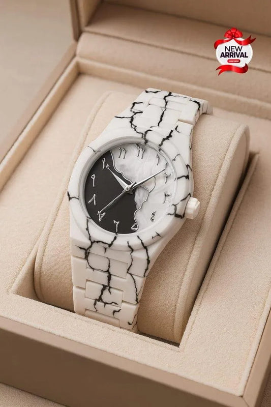 Men's Carbon Fiber Tiger Marbel Design Watch