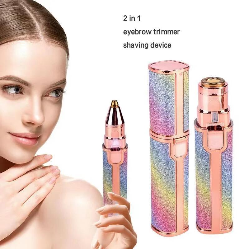 Rechargeable 2 in 1 Eyebrow Trimmer and Facial Shave Multicolor