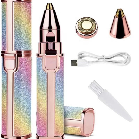 Rechargeable 2 in 1 Eyebrow Trimmer and Facial Shave Multicolor